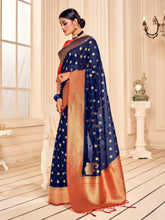 Navy Blue Banarasi Art Silk Saree